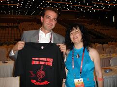 Rozalina Gutman (C.H.A.R.I.S.M.A. Foundation) with Dr. Polyvious Androutsos, Chair of 30th World Conference of ISME, Greece'12, showing support for the message of Advocacy for Music Education through Brain/Music Research