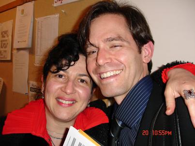 Composer and Pianist Ms. R. gutman with tenor Thomas Glenn, at SF Opera, backstage, after his performance in the premier of "Doctor Atomic" by John Adams